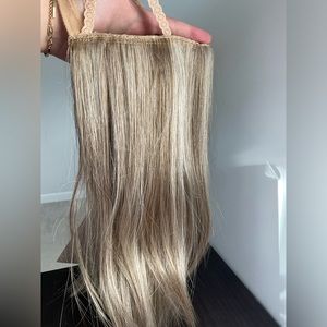 NWT Blonde Cardani Synthetic Hair Halo with Detachable Bangs -Hairpiece for Hats